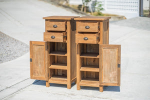 Teakholzschrank mit Schubladen und Tür 50x45x120 cm