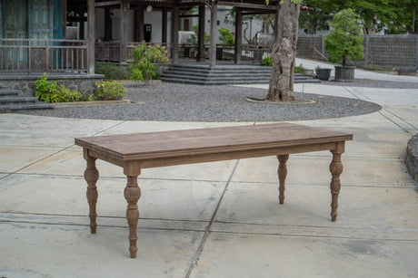 Tisch aus Teakholz mit 220x90cm und gedrehten Beinen - Souren Furniture (CH)