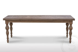 Tisch aus Teakholz mit 220x90cm und gedrehten Beinen - Souren Furniture (CH)