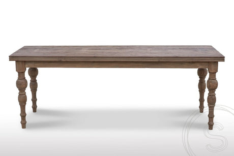 Tisch aus Teakholz mit 220x90cm und gedrehten Beinen - Souren Furniture (CH)