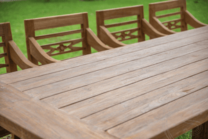 Outdoor Klostertisch 300x100 + 10 Bahnhofstühle