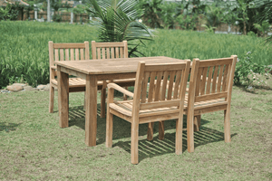 Teak Gartentisch 160x90cm + 4 Beaufort Stühle
