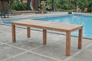 Teak Gartentisch 260x100cm + 8 Bahnhofstühle