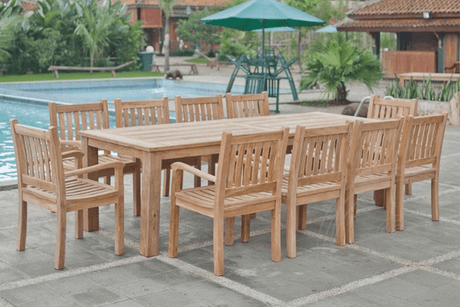Teak Gartentisch 280x100cm + 10 Beaufort Stühle