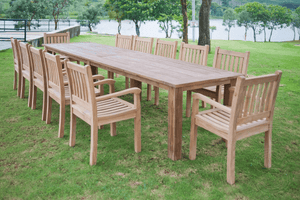 Teak Gartentisch 400x100cm + 12 Beaufort Stühle