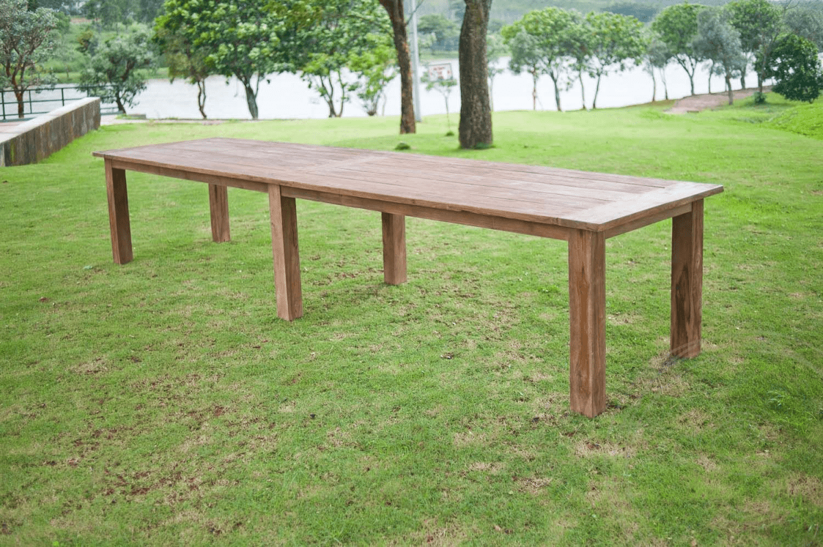 Teak Gartentisch 400x100cm + 12 Beaufort Stühle